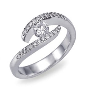 IM405 годежен диамантен пръстен от бяло злато и платина 0,25 карата